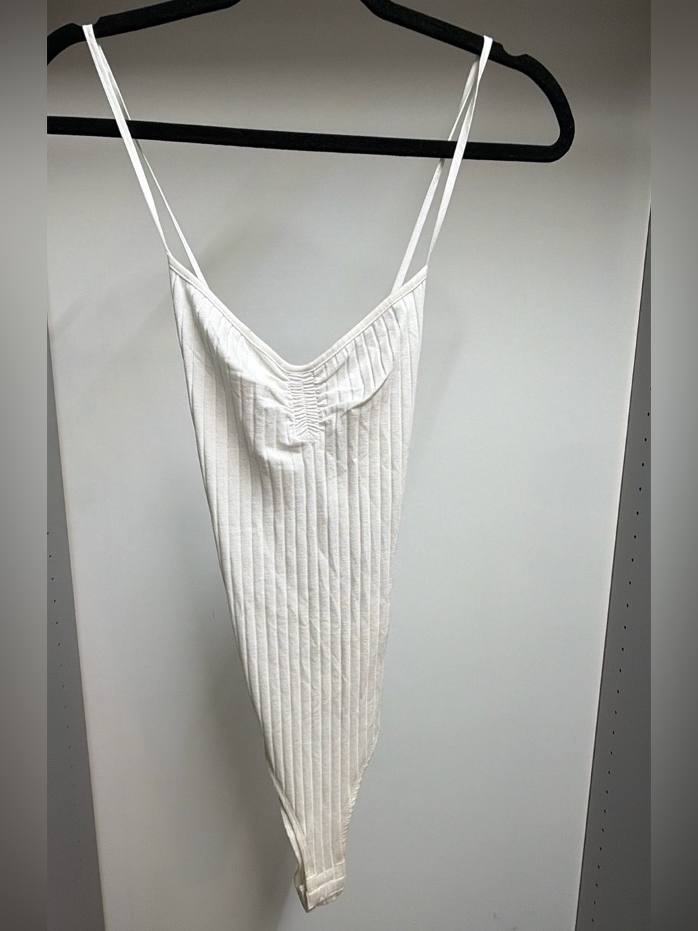 ZARA White Ruched Ribbed Bodysuit Size M NWT
